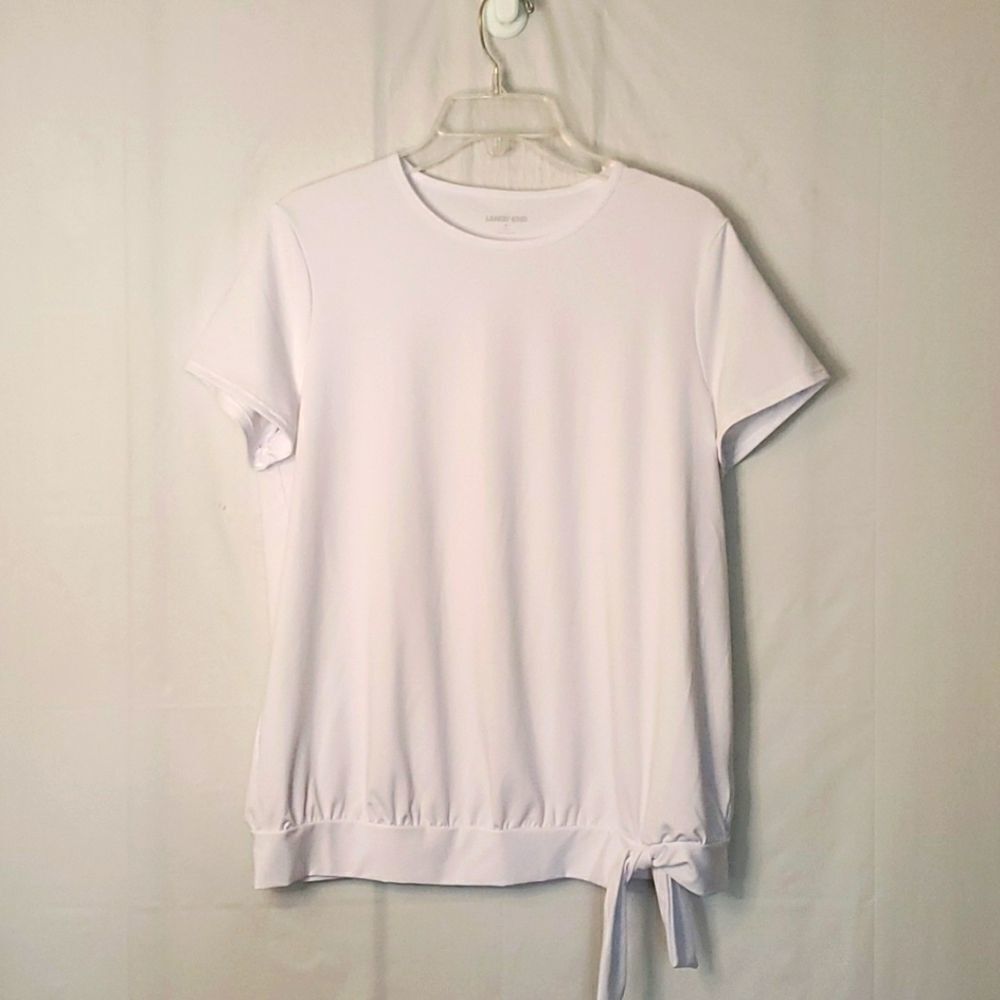 Women's Land's End Blouse Shirt Top White with tie up at hem Size Medium